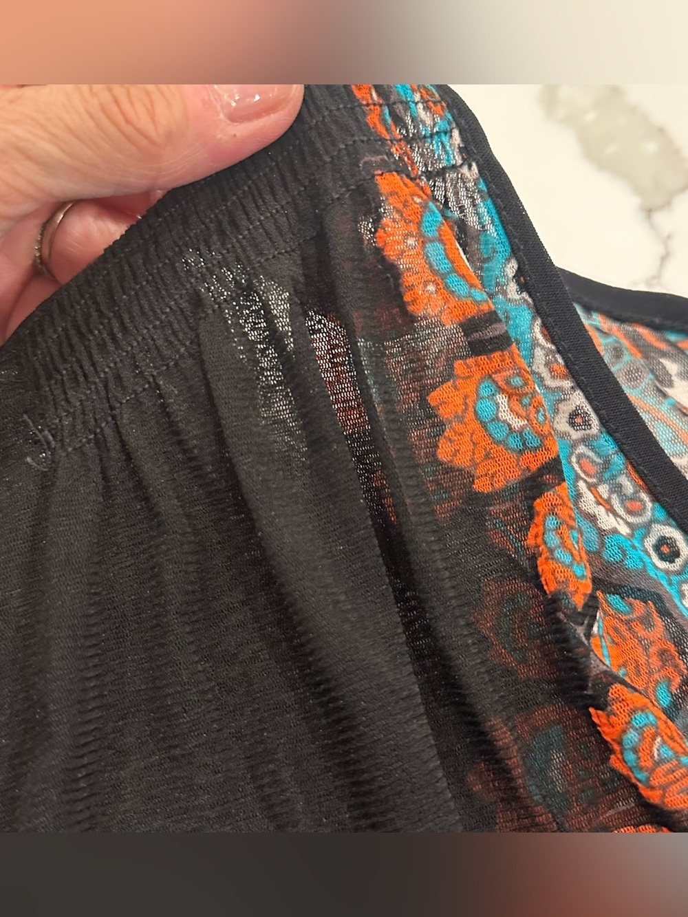 INC International Concepts Black Tunic Top with Turquoise & Orange Embroidery - Picture 7 of 10